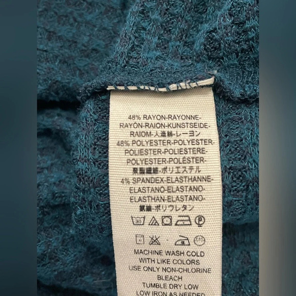 Free People We The Free Kitty Thermal Mock Cowl Neck Ocean Blue Teal XS - Picture 9 of 9